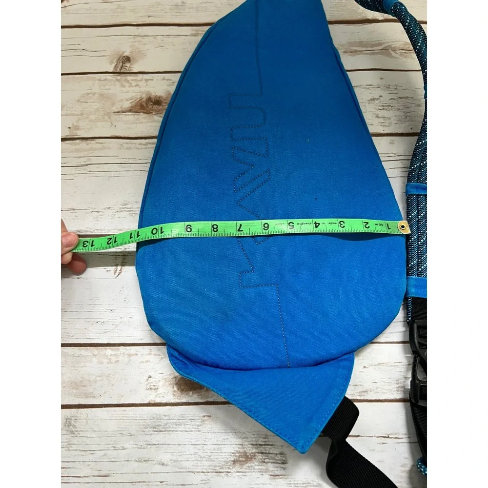 KAVU Rope Bag Sling Backpack Blue Canvas with Striped Belt Bag Set OS